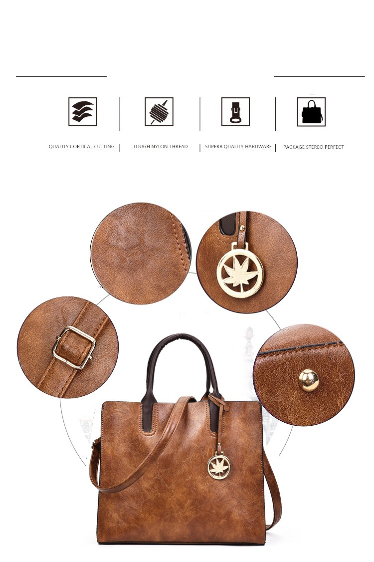 Synthetic Leather Lining Material Zipper Closure Type Women's All Seasons Pu Leather Solid Color Vintage Style Square Zipper Shoulder Bag Bag Sets Handbag
