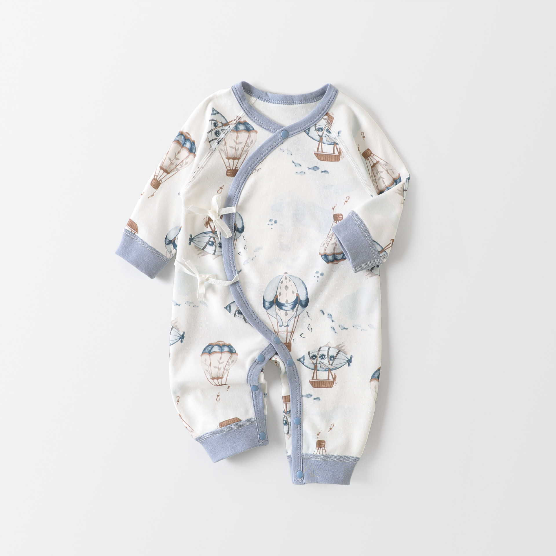 Baby Jumpsuit for Spring and Autumn, Newborn A-Class Pure Cotton Belly-Protecting Clothing, Newborn Baby Crawling Suit, Anyang Children's Clothing