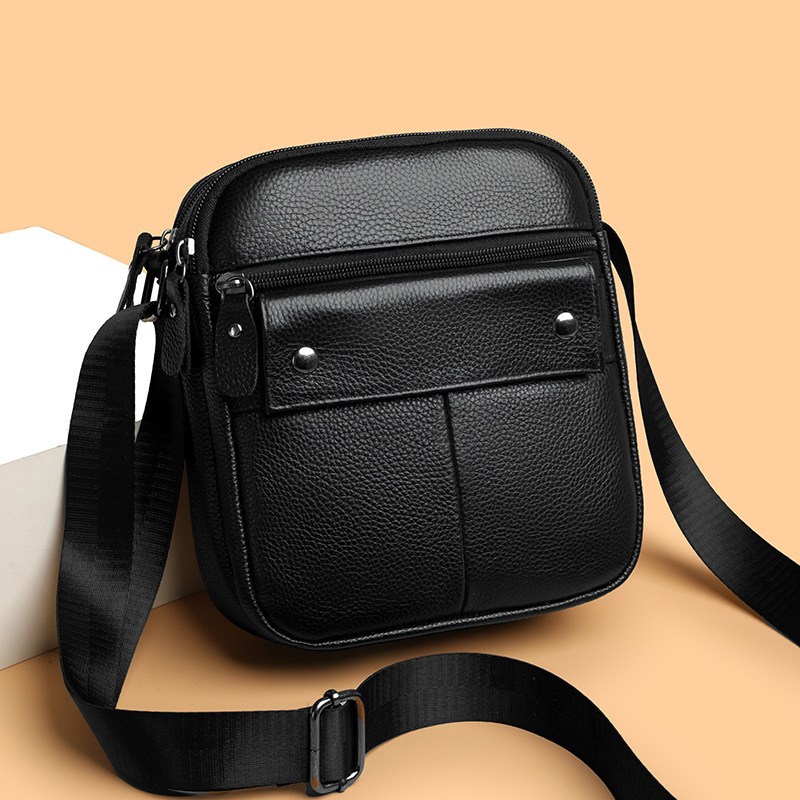 Cross-Border Wholesale of New Soft Cowhide Men's Bags, First-Layer Cowhide Men's Small Shoulder Bags, Street Casual Crossbody Bags