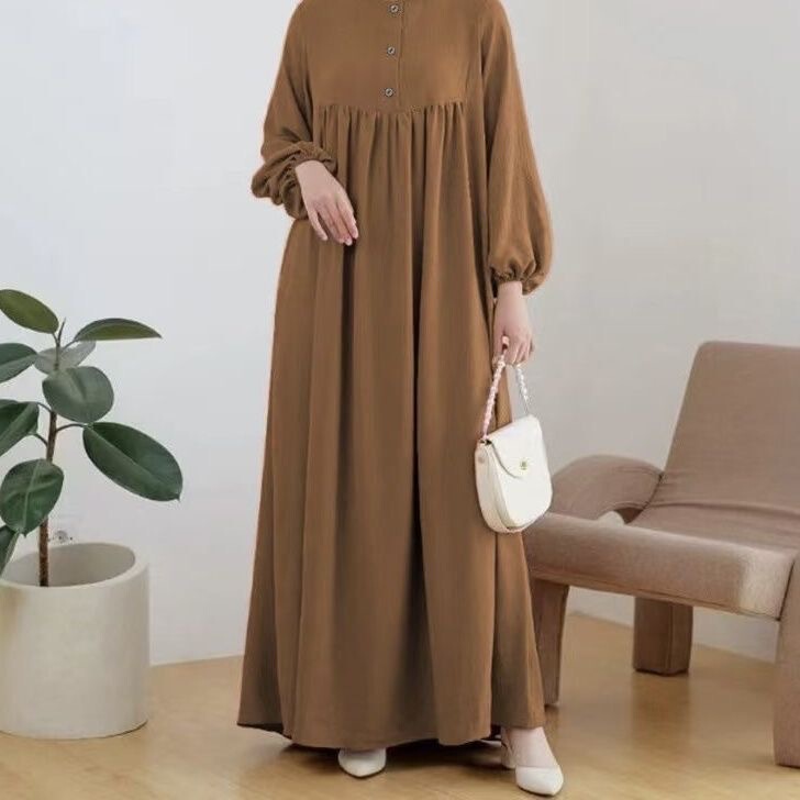 In-Stock 2026 New Women's Solid Color Loose Robe Dress, Fashionable Casual Long Dress with Long Sleeves In-Stock 2026 New Women's Solid Color Loose Robe Dress, Fashionable Casual Long Dress with Long Sleeves