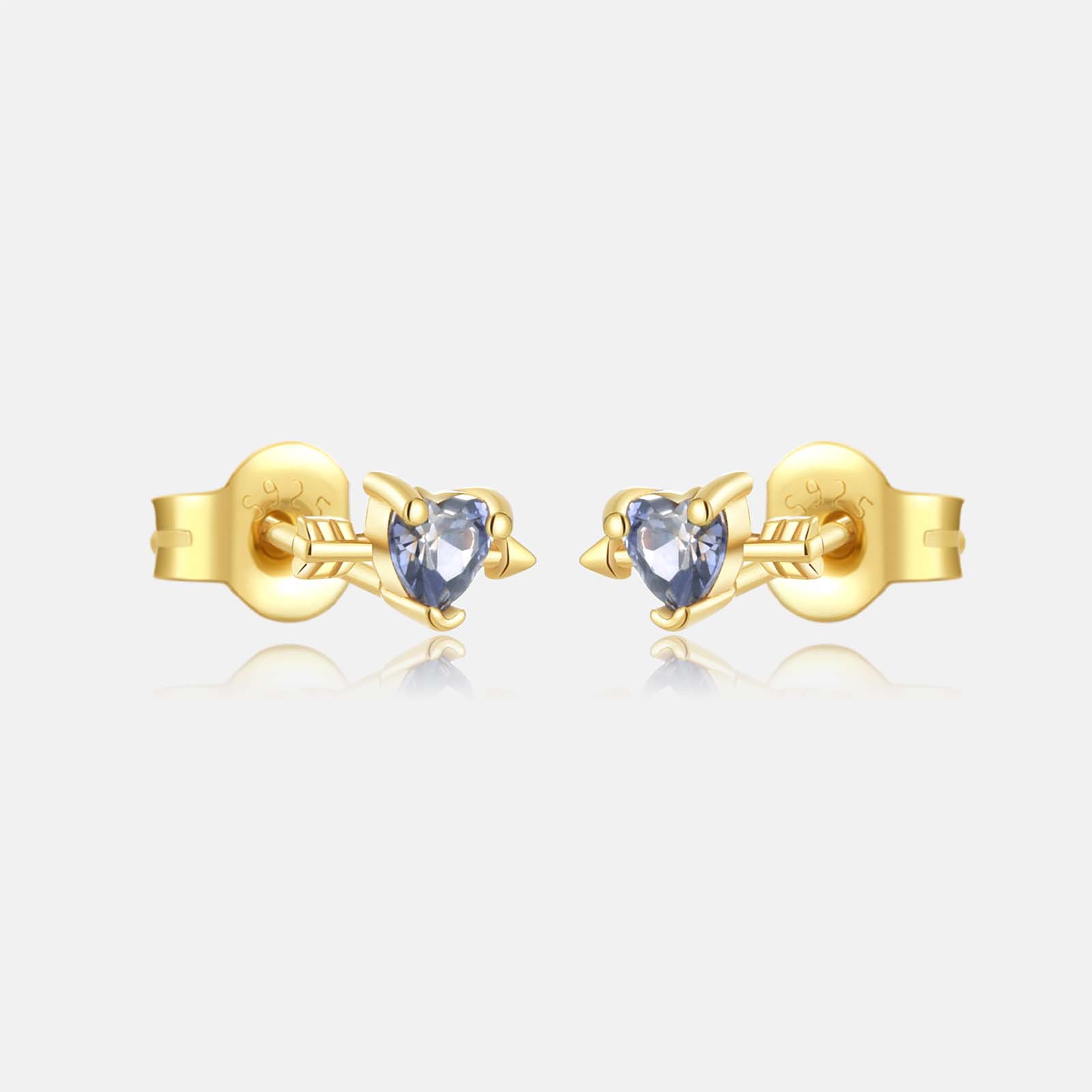 1 Pair Quantity 1 Pair 18K Gold Plated 925 Sterling Silver Zircon Heart Shape Ear Studs