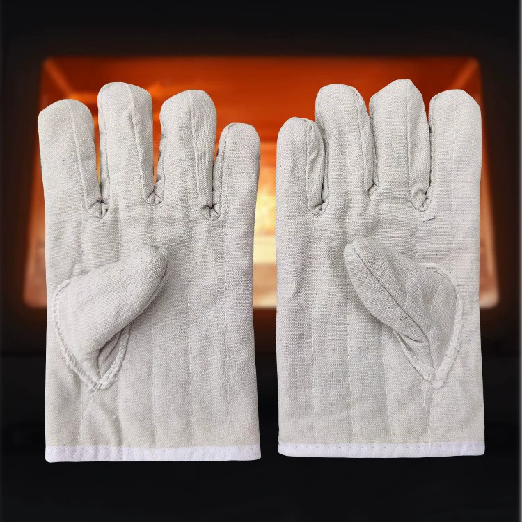 Перчатки противожаровые, пятипальцевые, из хлопкового денима, утолщенные для использования в духовке, износостойкие, термостойкие, защитные, для промышленной безопасности труда, специализированные для сварки и пайки.