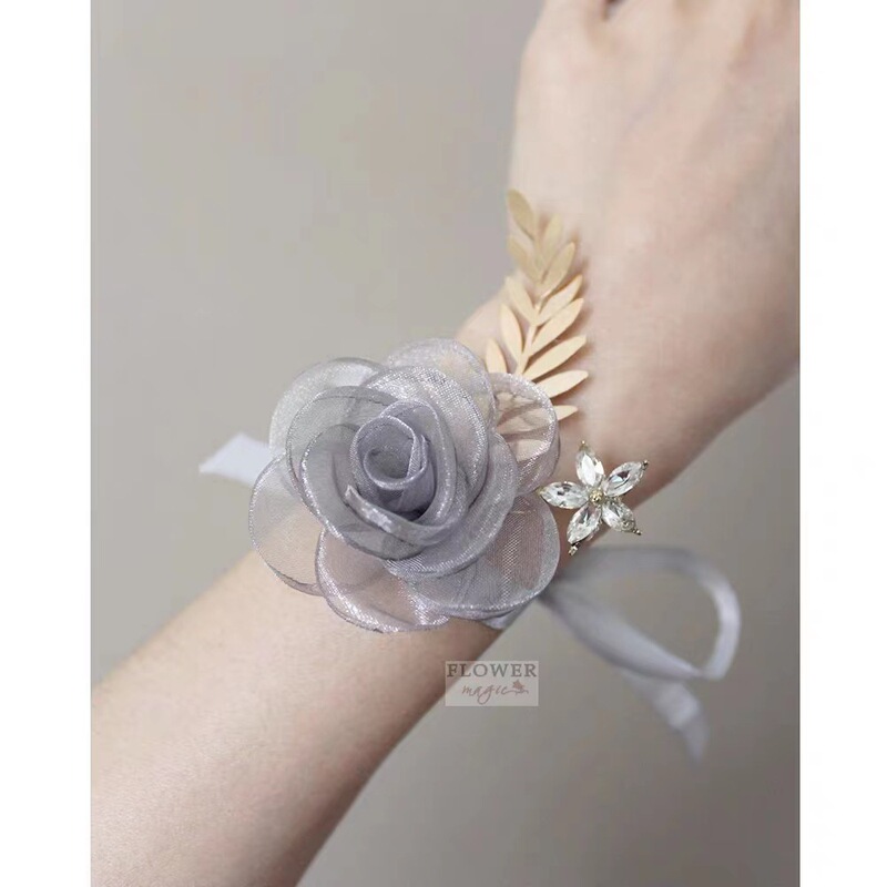 Bridesmaid wrist flower corsage Super fairy Korean pearl bracelet beautiful bride sister group party dance hand flower wholesale