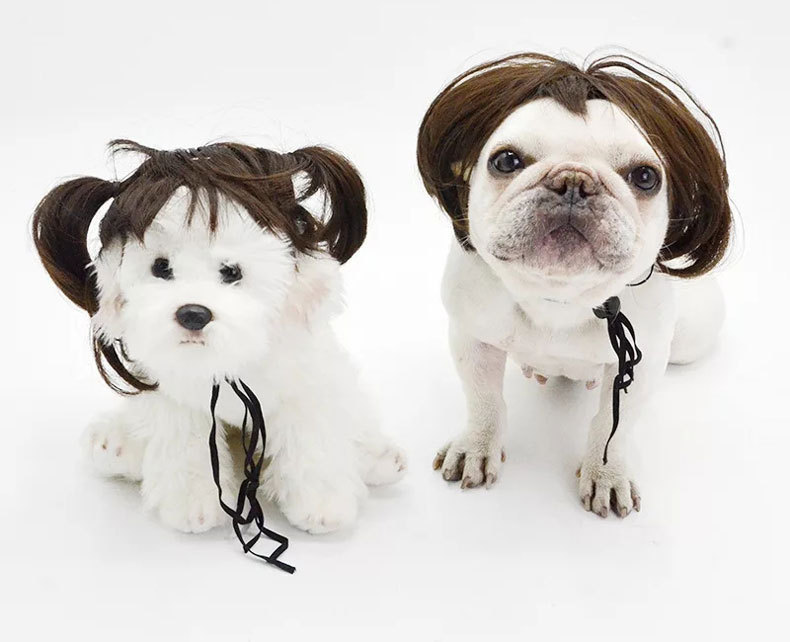Peruca para mascotas peluca para mascotas explosiva cabeza Qi franja pequeña trenza lucha Halloween peluca joyas para mascotas