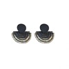 Retro carved round fan, advanced earrings, American style, french style, high-quality style