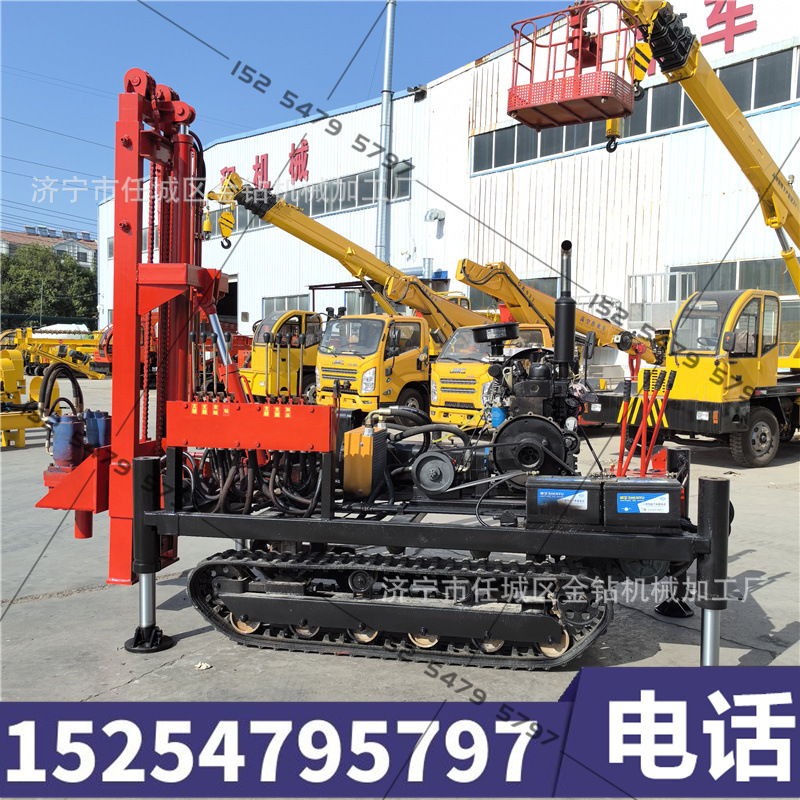 小型潜孔钻机 边坡支护岩石钻孔 履带式螺旋拧地钉机光伏打桩机厂