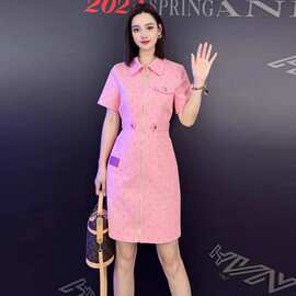 网红爆款休闲连衣裙女夏季2024年新款时尚气质设计感纯色拉链裙子