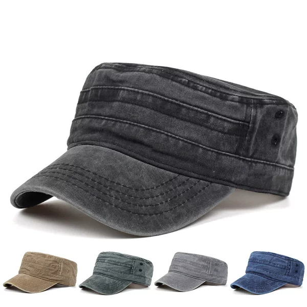 Wholesale flat cap men's military cap spring monochrome washed old hat casual duck tongue hat tide summer sun hat