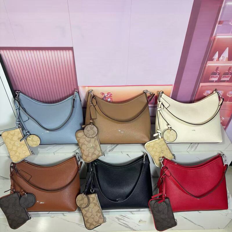 Coach C Women's Bag Laure New Hobo Bag Solid Color Underarm Bag Large Capacity Shoulder Handbag Crossbody Shopping Bag