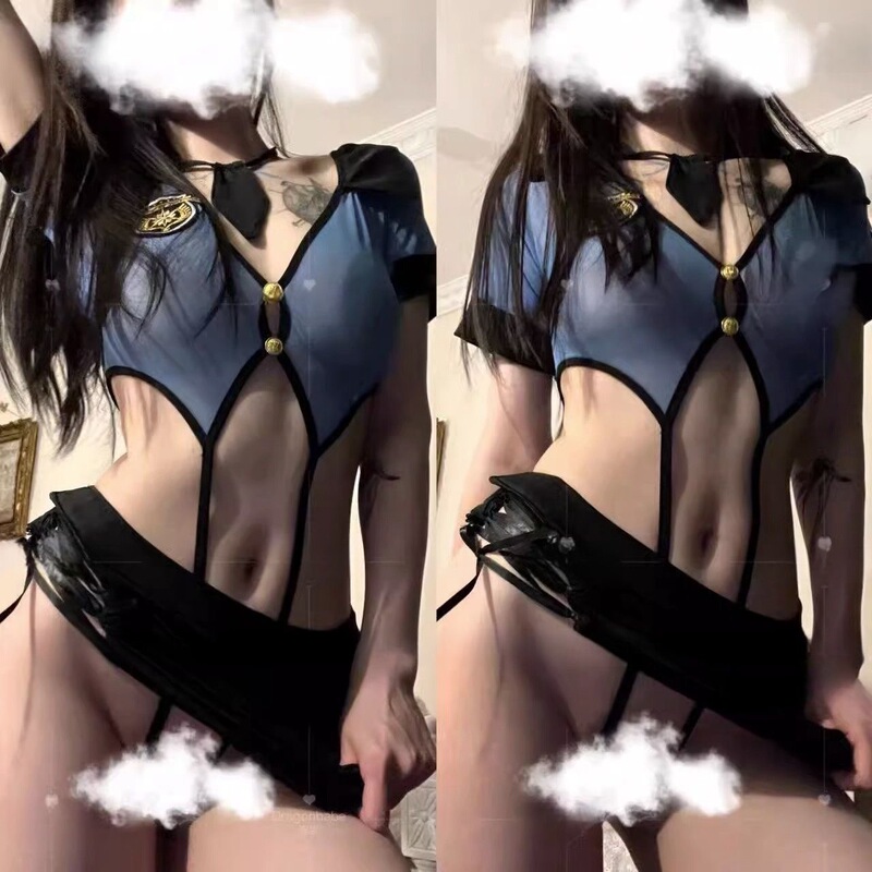 Sexy lingerie policewoman stewardess cos uniform small chest temptation hip hot passion free midnight charm