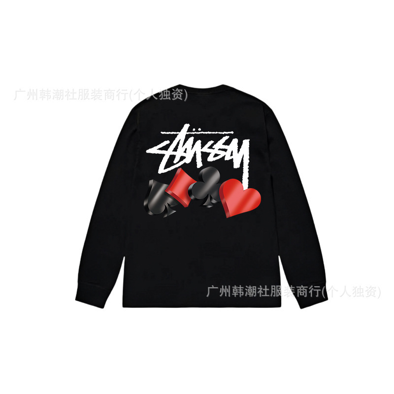 25S跨境斯图西长袖印花t恤美式潮牌STUSSY圆筒布休闲宽松男女同款|undefined