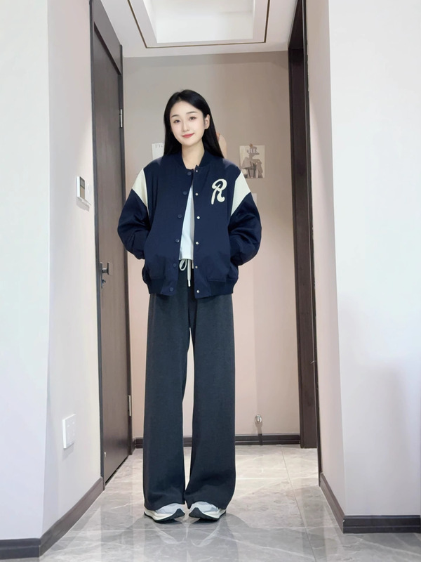 加绒阔腿裤女秋冬高腰羊绒休闲裤显瘦绵羊毛直筒拖地深灰色休闲裤|undefined