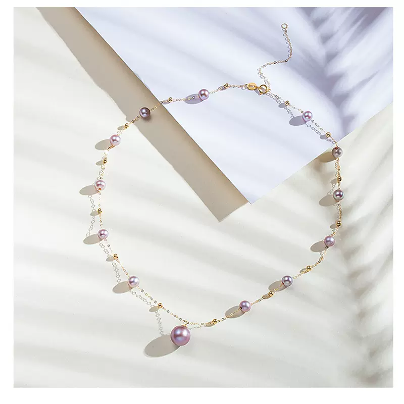 天然淡水珍珠项链满天星爱迪生珍珠吊坠女奢华瑞丽时尚气质锁骨链