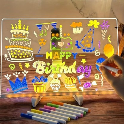 Explosiones transfronterizas diy niños tablero de pintura luminoso borrable graffiti acrílico transparente tablero fluorescente juguete de dibujo inteligente
