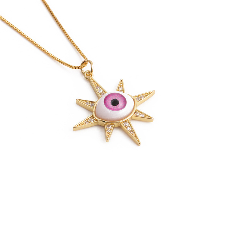 Oil Dripping Evil Eye Pendant Neck Accessories Copper Zircon Devil Eye Necklace DIY Religious Orname