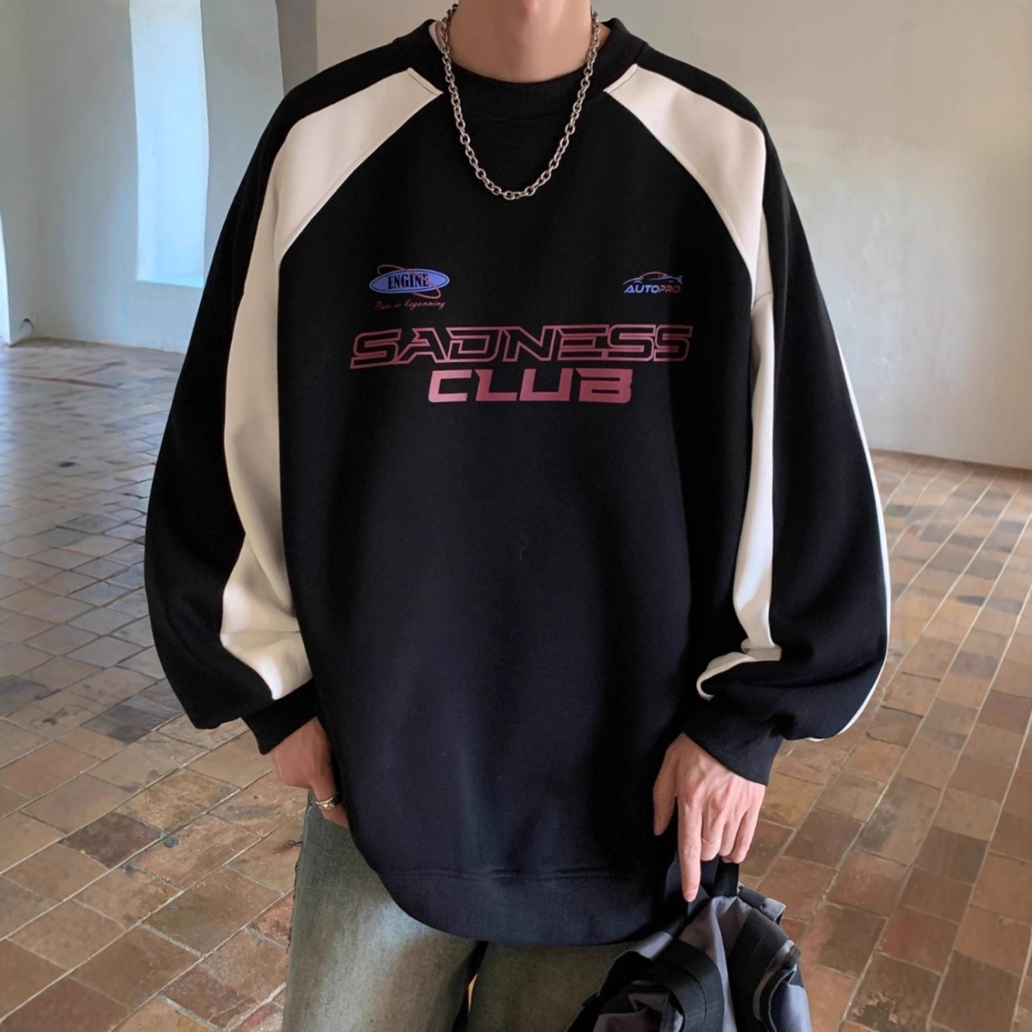 Pull homme automne, nouveau manteau épais et ample, style locomotive, sans chapeau, pull d'extérieur_voghion.com