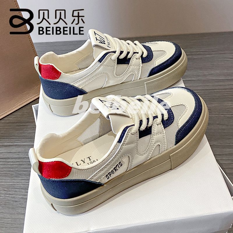 Zapatos de malla transpirables de malla de zapatos blancos de mujer 2024 primavera y verano nuevos zapatos de skate de estilo extranjero zapatos casuales de mujer