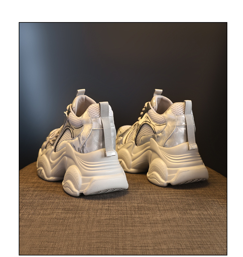 Giày sneaker nữ đế dày tăng chiều cao lưới thoáng khí phong cách giày bố — màu trắng chi tiết 20