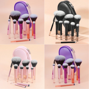 10 pct Multicolor Short Handle Portable Cosmetic Brush suit Storage Bag Blush Brush Powder Brush Nylon Parity Full Set
