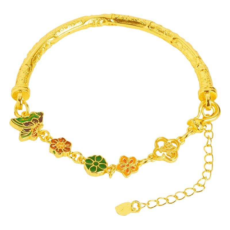 Nuevo estilo oro mariposa amor flor pulsera seguro feliz aleación de cobre todo-Partido chica pequeña pulsera Pequeño Libro Rojo mismo estilo dulce