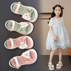 Children's Sandals 2024 Spring and Summer New Arrival Soft Sole Girls' Student Baby Casual Butterfly Knot Princess Shoes