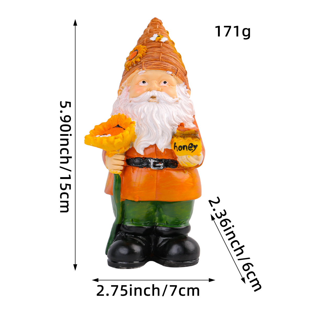 Transfronterizo a los elfos de girasol Adornos de enanos Patio Jardín Resina Honeypot Enano Decoración Artesanía
