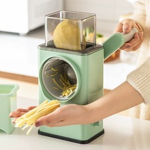 厨房手摇滚筒切菜器多功能大口径容量家用旋转刨丝切片捣蒜磨粉器