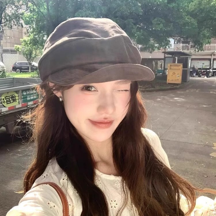 莱赛尔材质山本风纯色堆叠贝雷帽子日系文艺百搭显脸小休闲画家帽|undefined