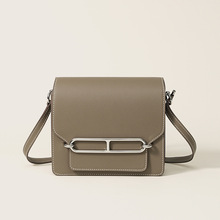 【高版本】mini roulis猪鼻子包空姐包头层牛皮小方包单肩斜挎包包