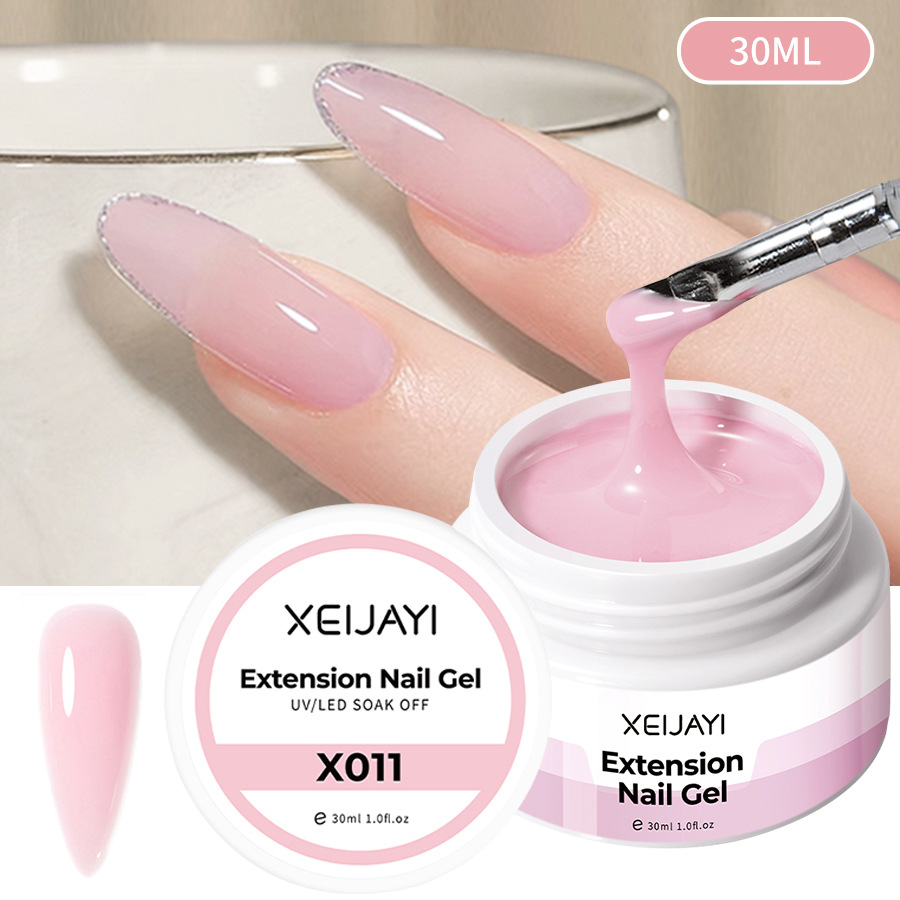 Pegamento de esmalte de uñas al por mayor Poly Gel Crystal pegamento de extensión 30ml pegamento de fototerapia bandeja sin papel Jelly Glue para salón de uñas