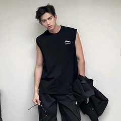 American-style sleeveless backless vest for men, summer trend brand, cool and casual, loose fit, basketball fitness sports t-shirt for boys with letters