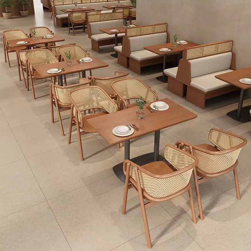 藤本家具北欧藤编餐椅围椅单人扶手藤椅靠背椅阳台客厅组合餐桌椅