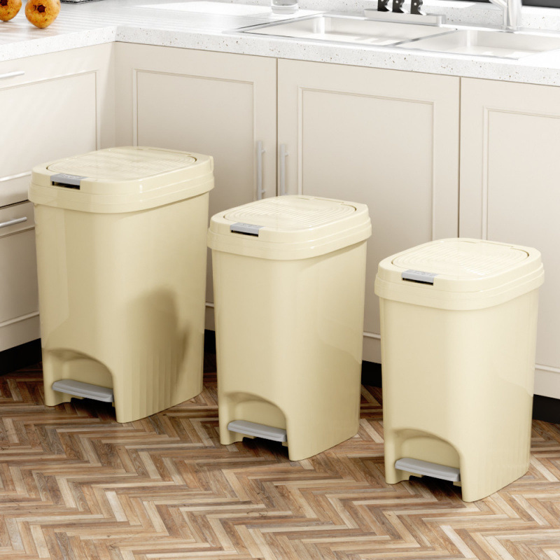 Large Capacity Pedal Trash Can with Dual Opening and Press Mechanism, Light Luxury Cream Style, Suitable for Bathroom, Bedroom, and Kitchen, with Lid, Gift Large Capacity Pedal Trash Can with Dual Opening and Press Mechanism, Light Luxury Cream Style, Suitable for Bathroom, Bedroom, and Kitchen, with Lid, Gift