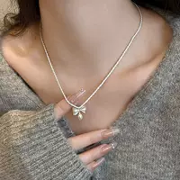 Ожерелье из серебра 925 пробы с бантом и жемчугом, женское летнее доступное роскошное нишевое дизайнерское ожерелье в классном стиле, цепочка на ключицу, повседневные аксессуары