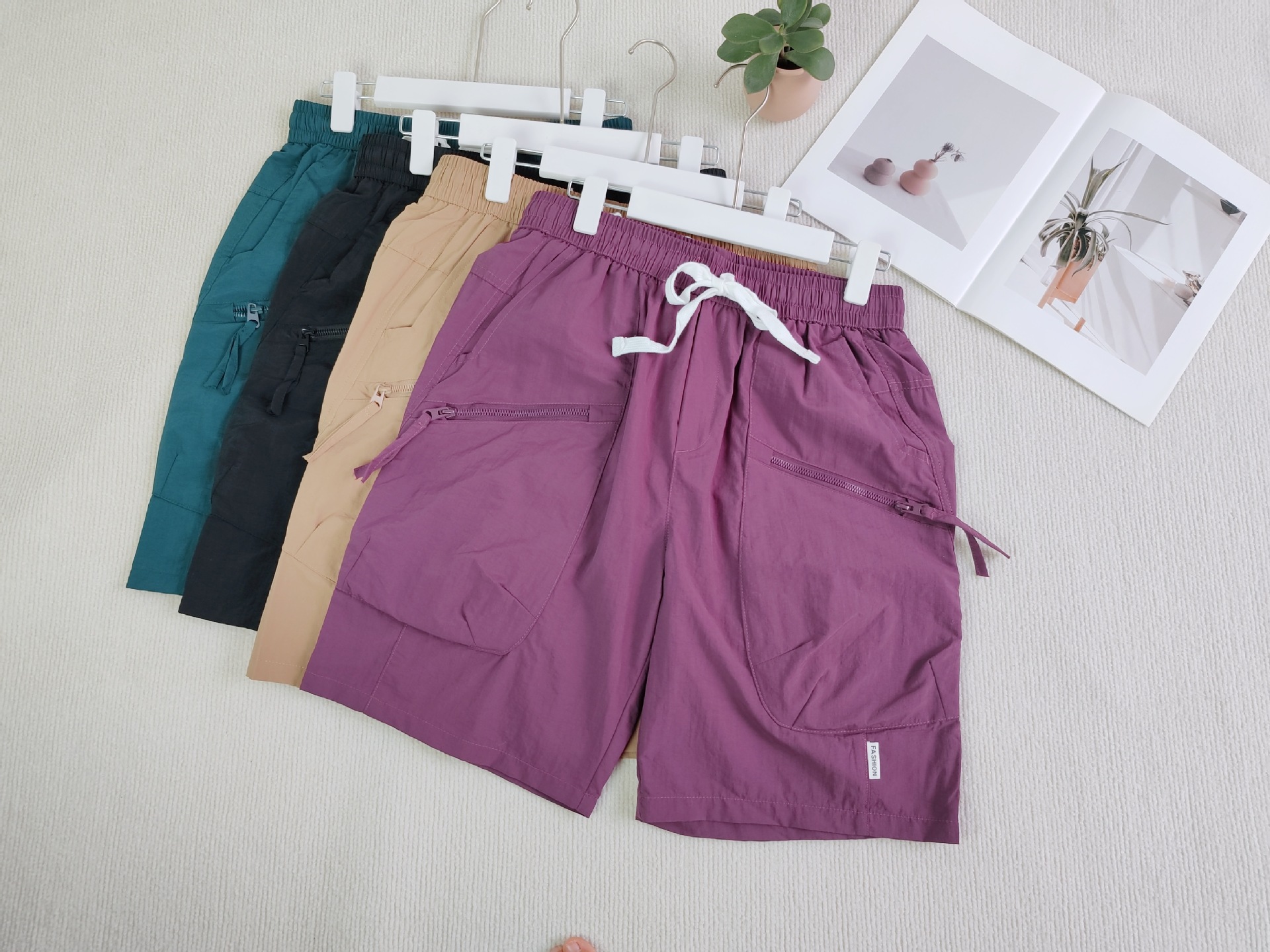 【250506002】Men's Summer Elastic Multi-Pocket Cargo Shorts Breathable Versatile Casual Quick-Dry Knee-Length Shorts