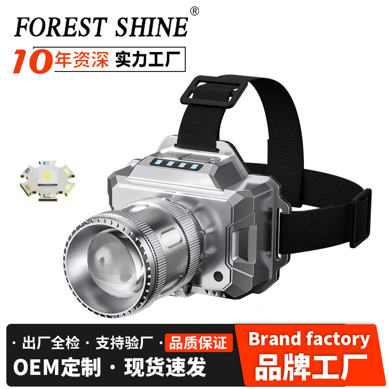 Nuevo faro transfronterizo multifuncional al aire libre luz de pesca nocturna larga duración montar luz de cabeza recargable luz de trabajo de largo alcance