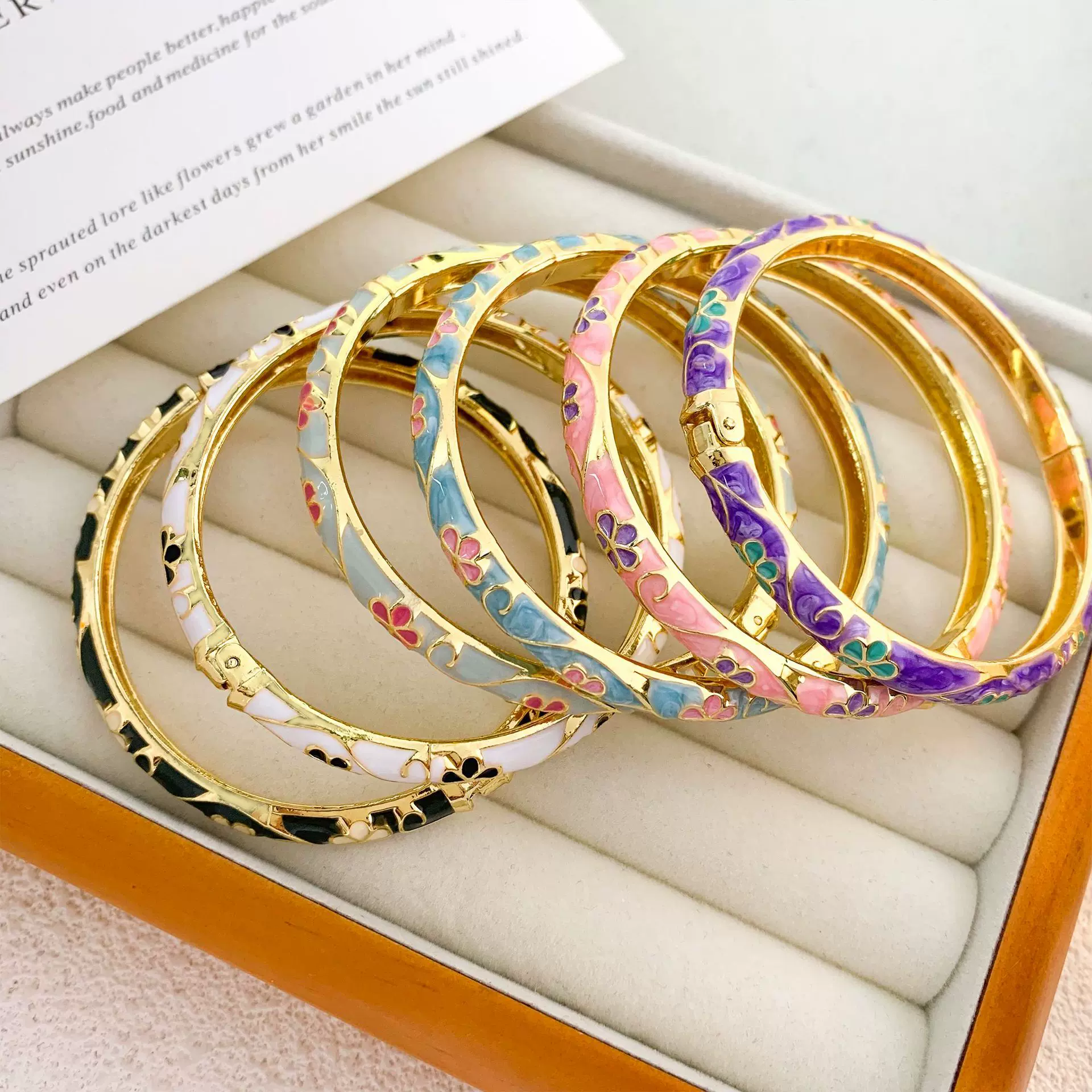 手镯网红爆款景泰蓝手镯中式复古轻奢珐琅彩国风配饰百搭热卖饰品