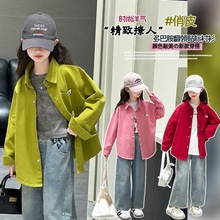 女童衬衫外套2025秋季时髦洋气儿童春秋款衣服女中大童上衣潮外贸