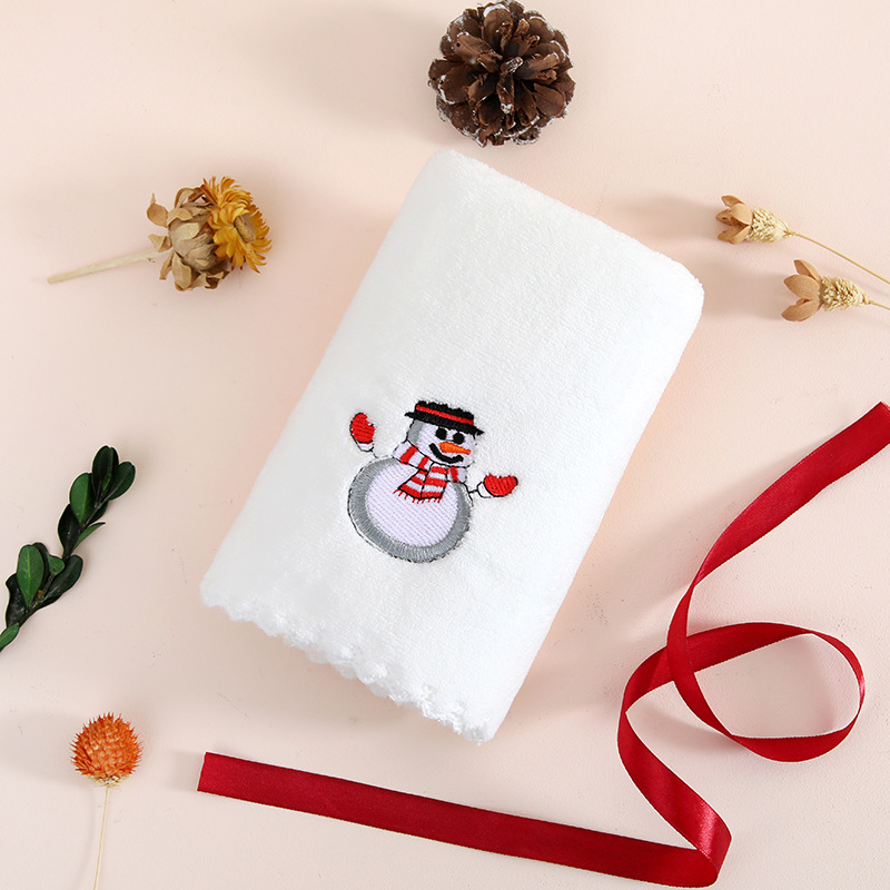 Toalla de Año Nuevo toalla de coral toalla de Papá Noel rojo festivo acompañante toalla de regalo caja de bolsa puede bordar lo