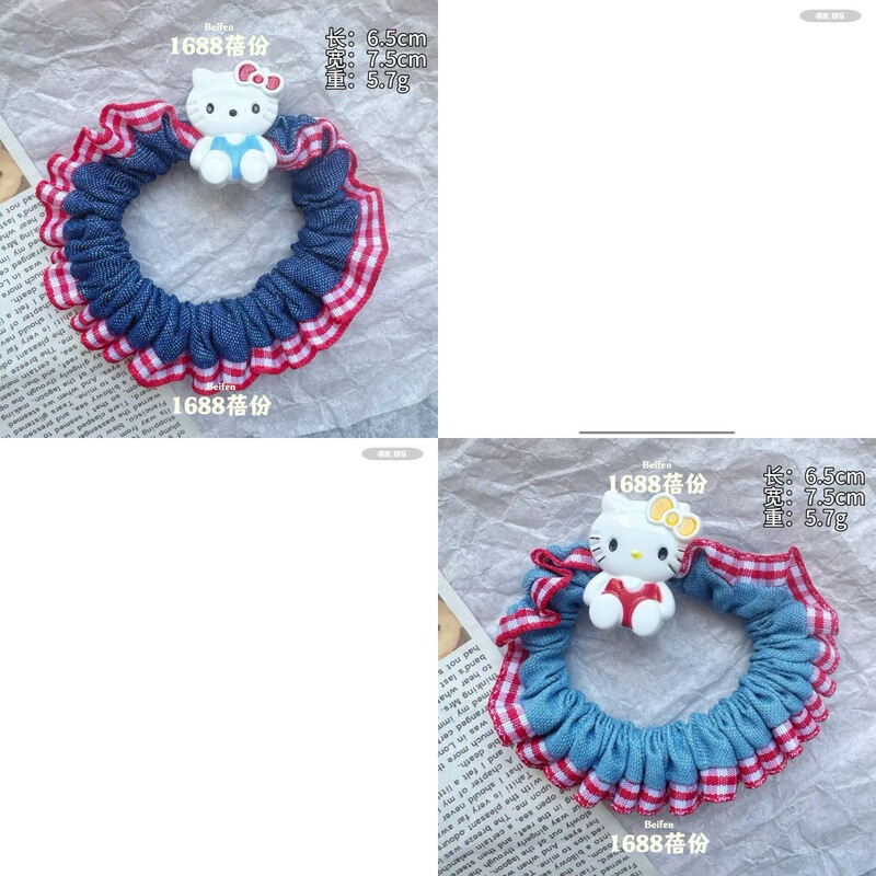 红蓝色系猫咪小肠发圈甜美少女心高颜值马尾发绳可爱精致扎发皮筋|undefined