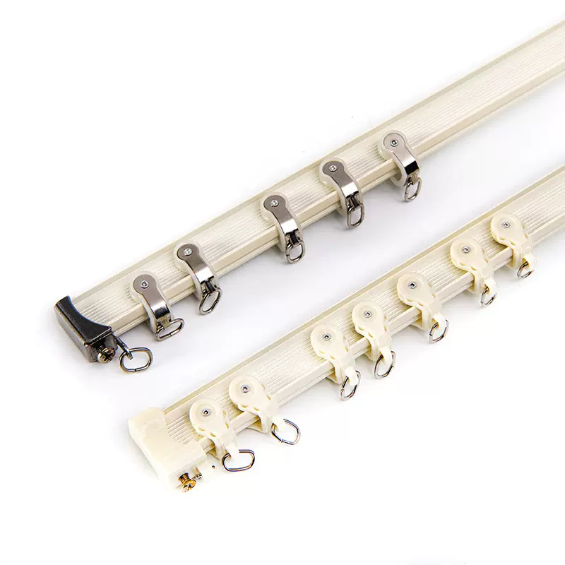 可弯曲窗帘轨道滑轮导轨侧挂钩式滑轨滑道L型阳台U型飘窗静音弯轨