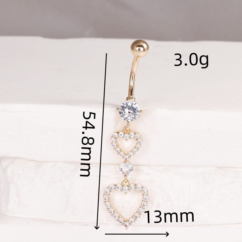 Pentagonal Heart Navel Ring - Stainless Steel Belly Button Jewelry for Women detail image 9