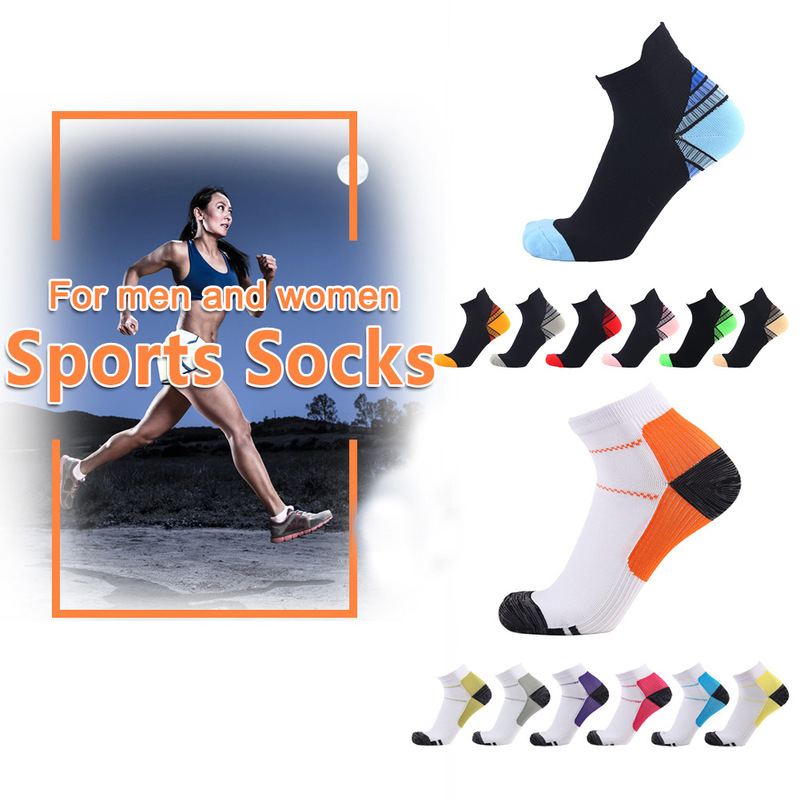Cross-border explosions Amazon men's and women's running sports socks ankle high elastic pressure socks short tube compression socks