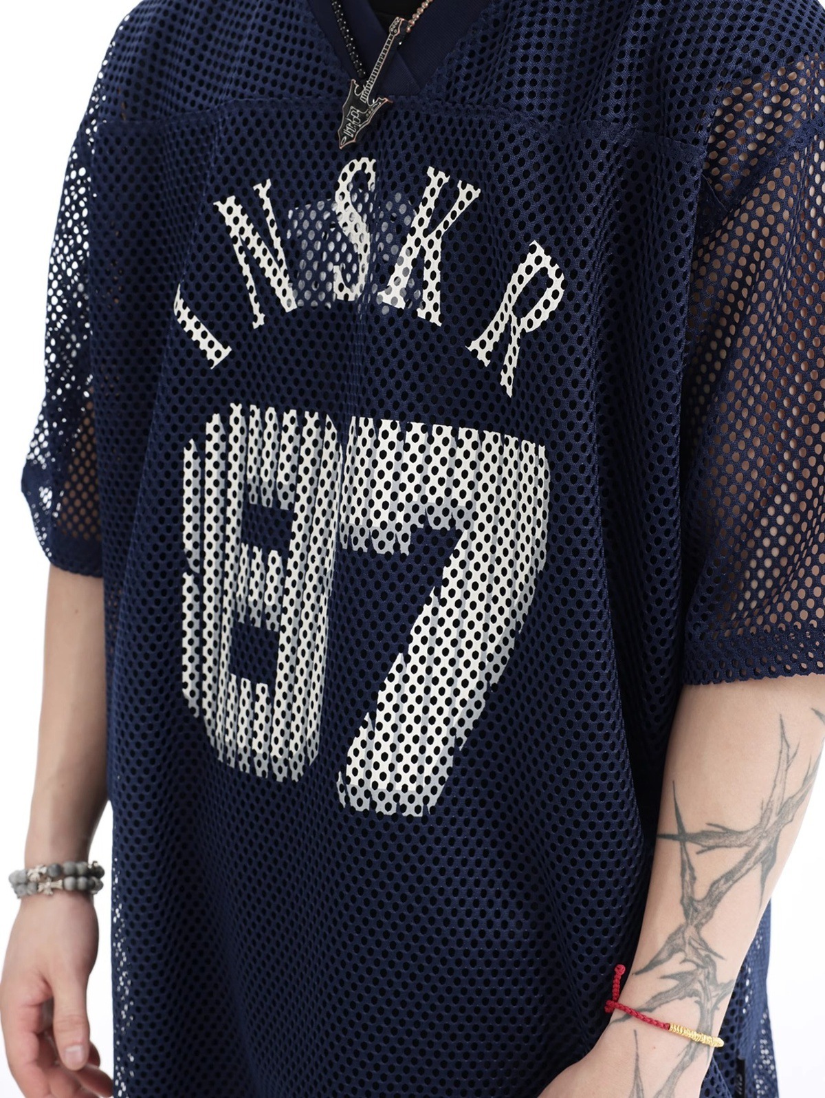 Mesh Jersey American Street Style Printed Short Sleeve T-Shirt For Men And Women Summer_viptrois.com