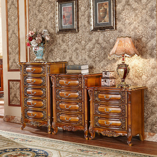 European-style chest of drawers American-style vintage carved three or four solid wood chest of drawers storage country antique storage chest of drawers distressed