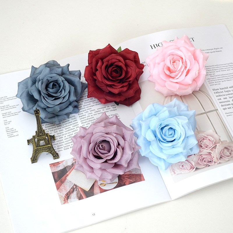 Artificial flowers, vintage rose, bookshelf desk, office, minimalist, floral arrangement, European diamond rose, head decoration