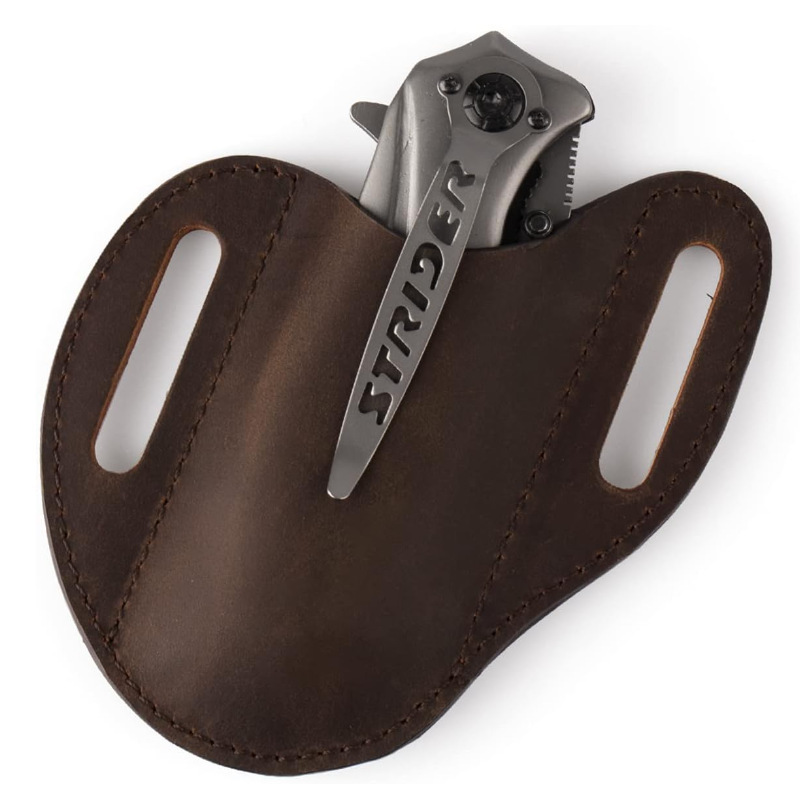 (2개) 미친 말 모방 가죽 아마존 뜨거운 판매 재고 EDC 전술 칼 세트 접는 칼 칼집 크로스 국경 야외 칼 세트