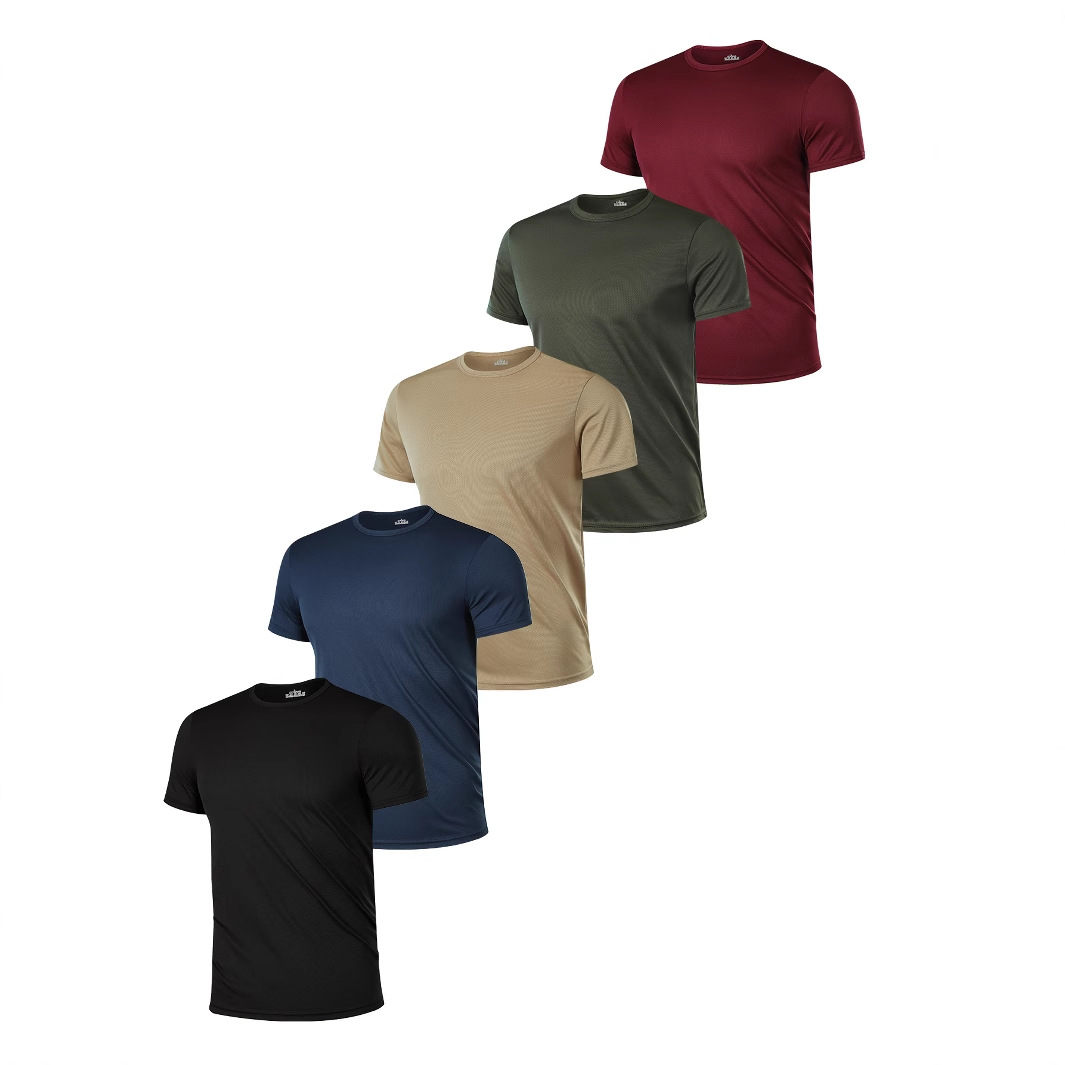 Cross-Border Ice Silk Mesh T-Shirt for Men, Summer Short-Sleeved Solid Color Loose Fit Youth Half-Sleeve Quick-Drying Breathable Sports Top