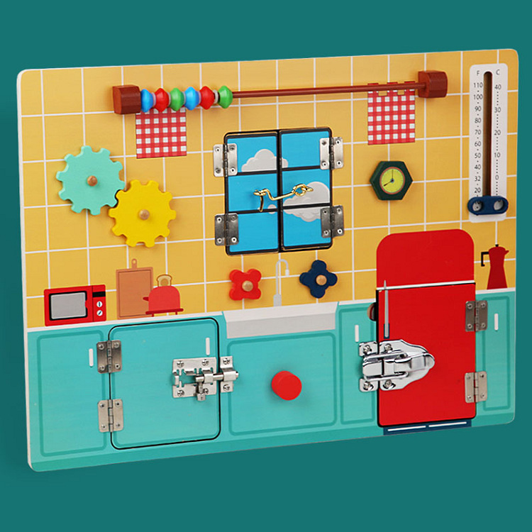 Amazon Puerta de los niños pestillo desbloqueo ocupado tablero casa puerta abridor bebé educación temprana educativo desbloqueo ocupado bloque juguete