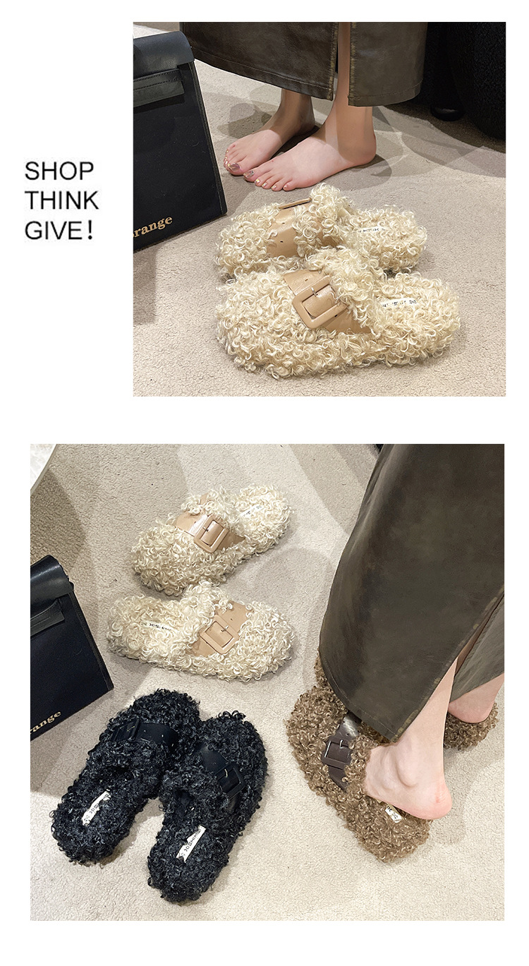 Women's Streetwear Solid Color Round Toe Plush Slippers display picture 3
